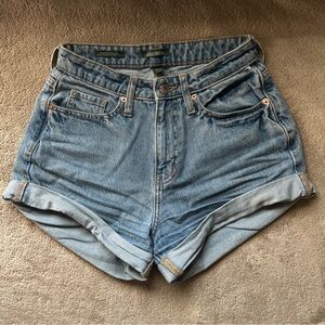 Wild Fable Mom Shorts Size 00 Highest Rise Denim Shorts Embroidered “Happy”